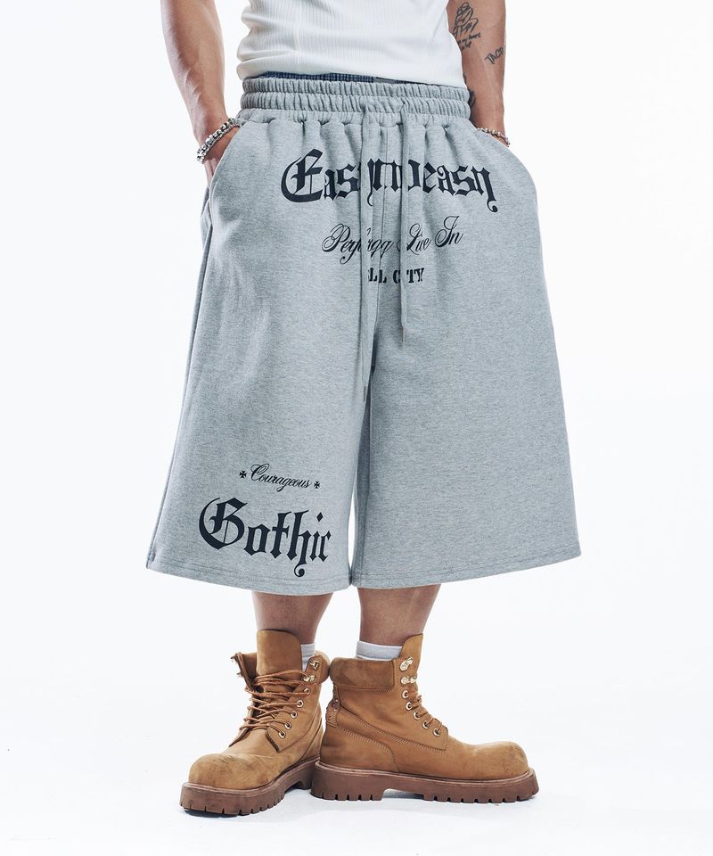 Gothic lettering Bermuda sweatpants - Gray