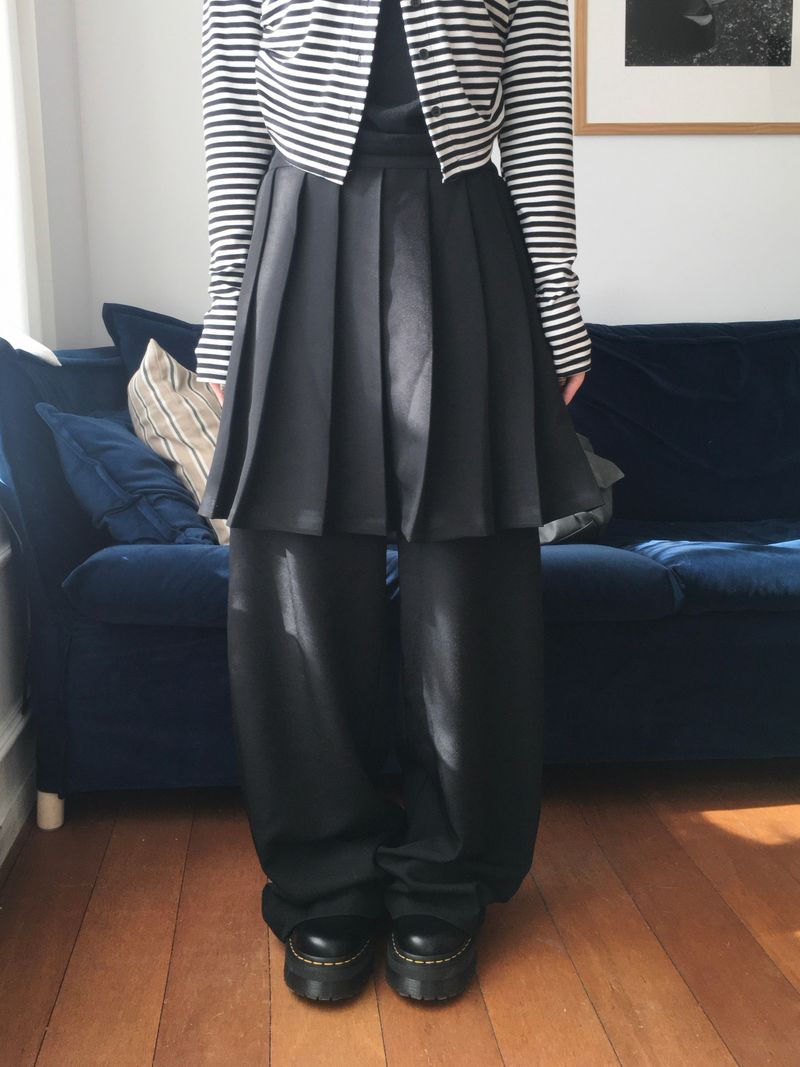 Formal Layered Pleated Skirt Pants (2c)