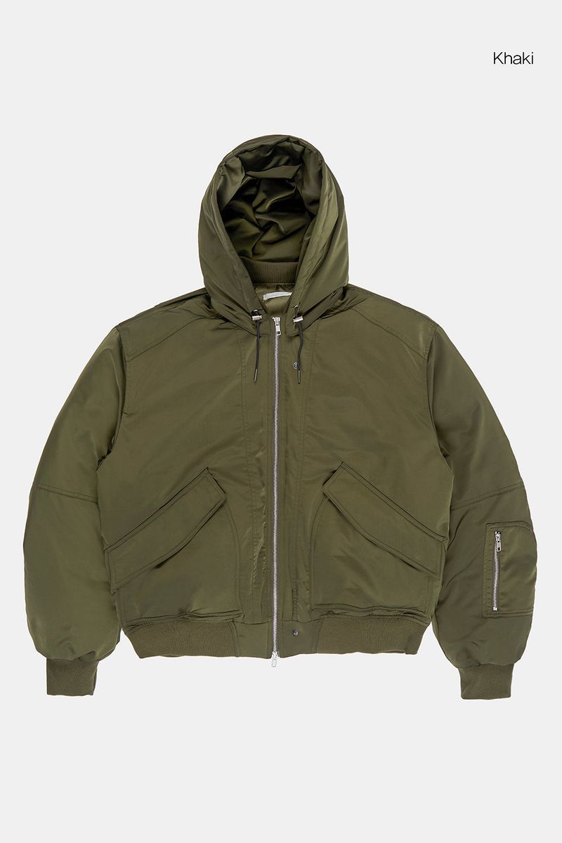 Reus hooded shirring MA-1 down jumper