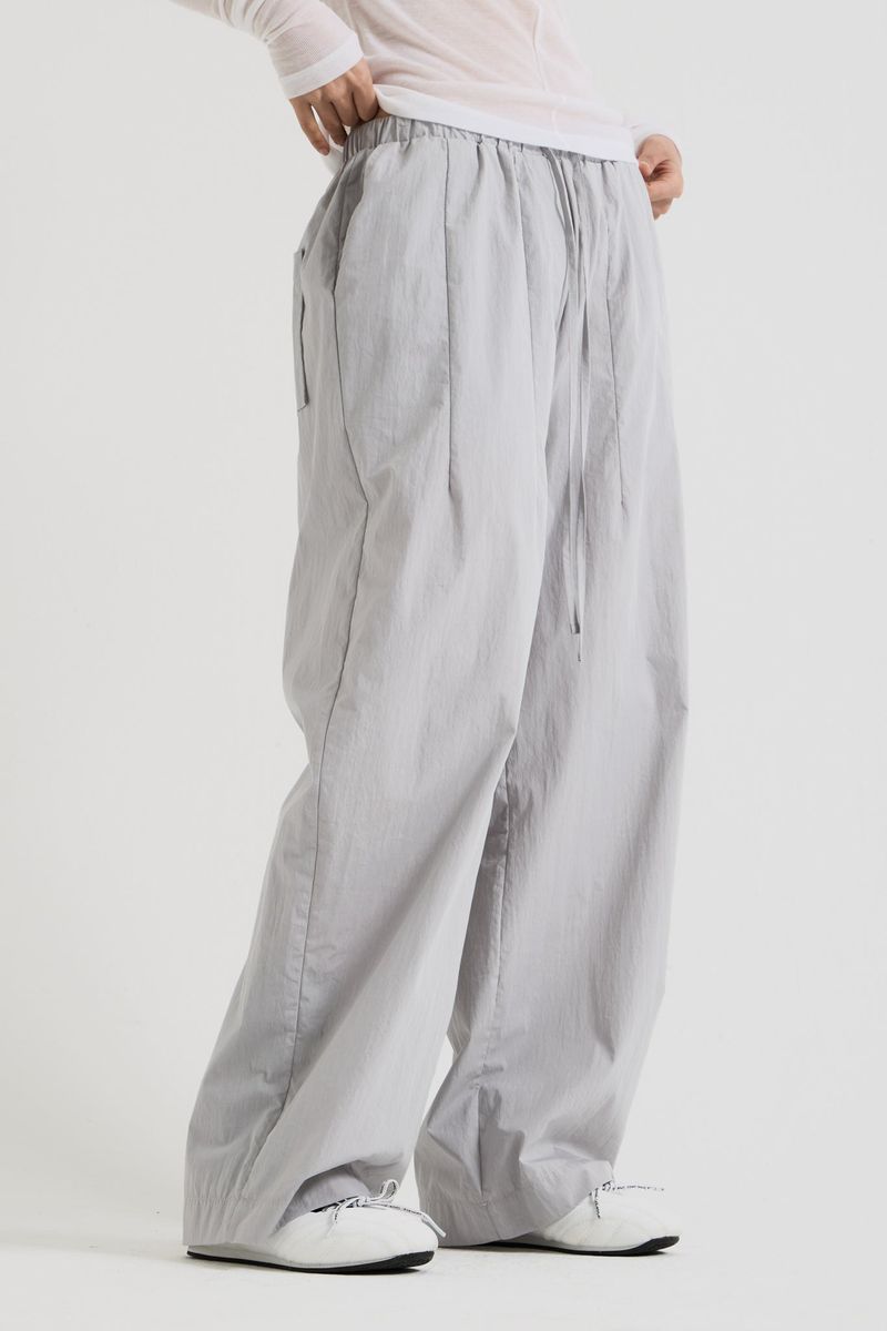 Cotton wide banding pants, Gray