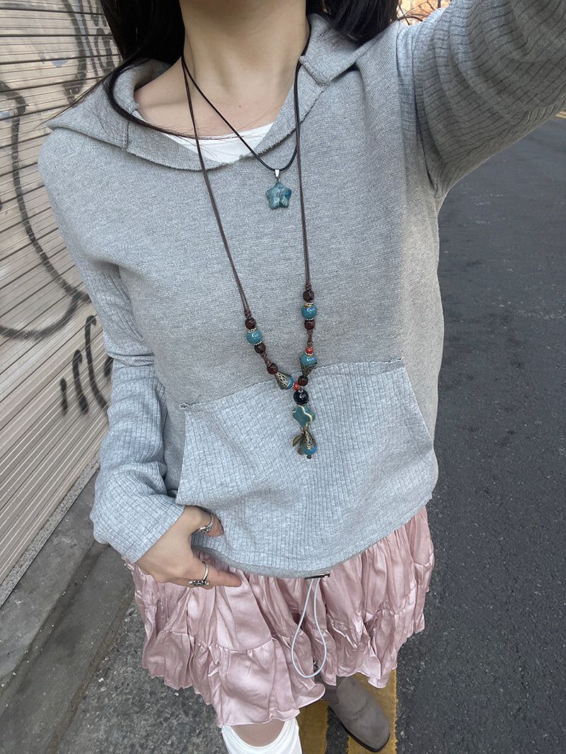 Mixed hooded sweatshirt.