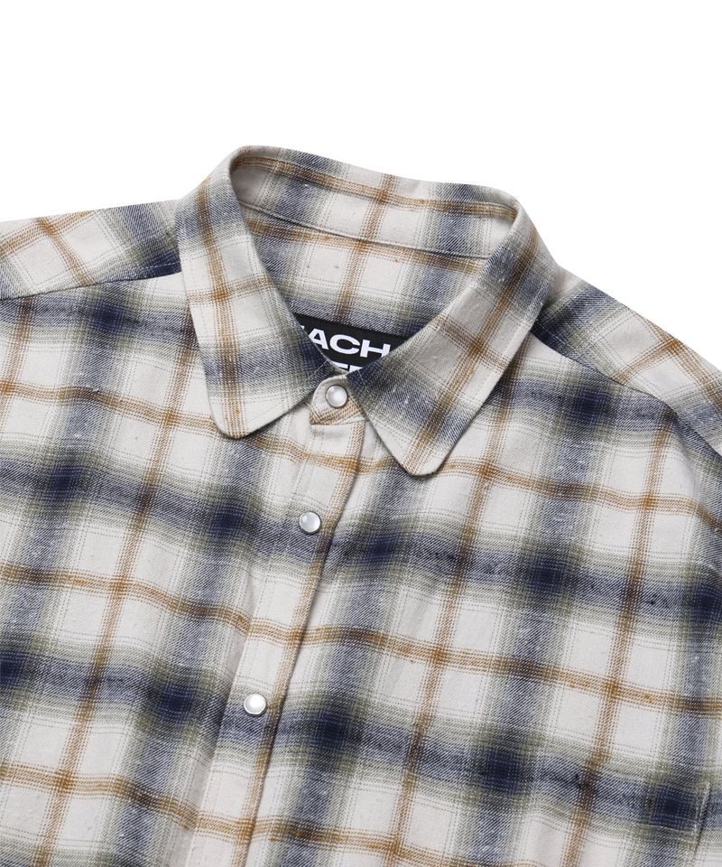 ROUNDED COLLAR CHECK SHIRT_IVORY