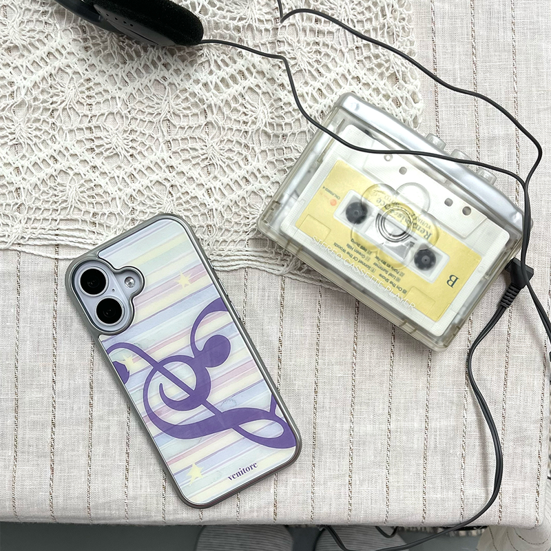 venitore（ヴェニトー）の「 [MADE] [Glossy Glass Silver Bumper Case] ストライプメロディ（スマホグッズ/小物）」