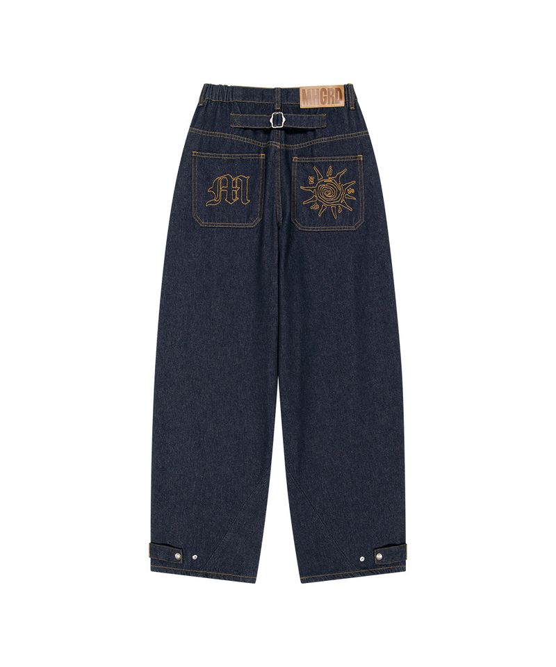TWO TUCK CURVED DENIM PANTS_BLUE