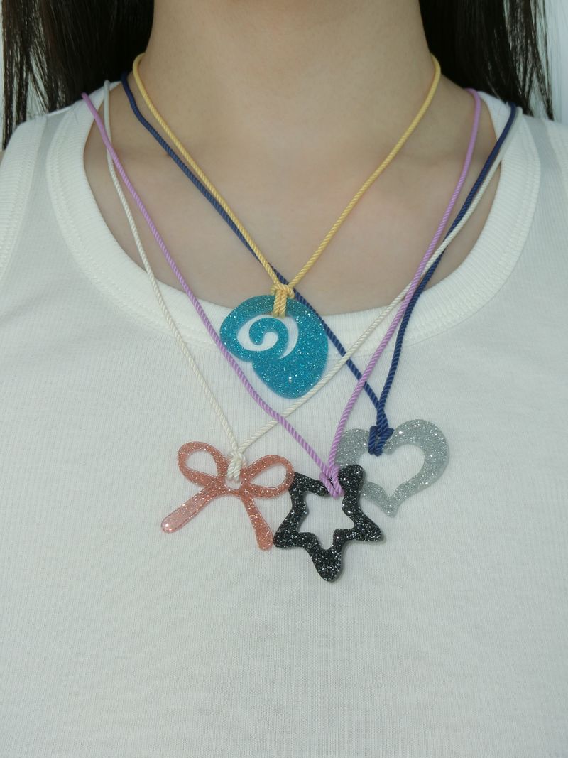 Glitter Necklace-black/star