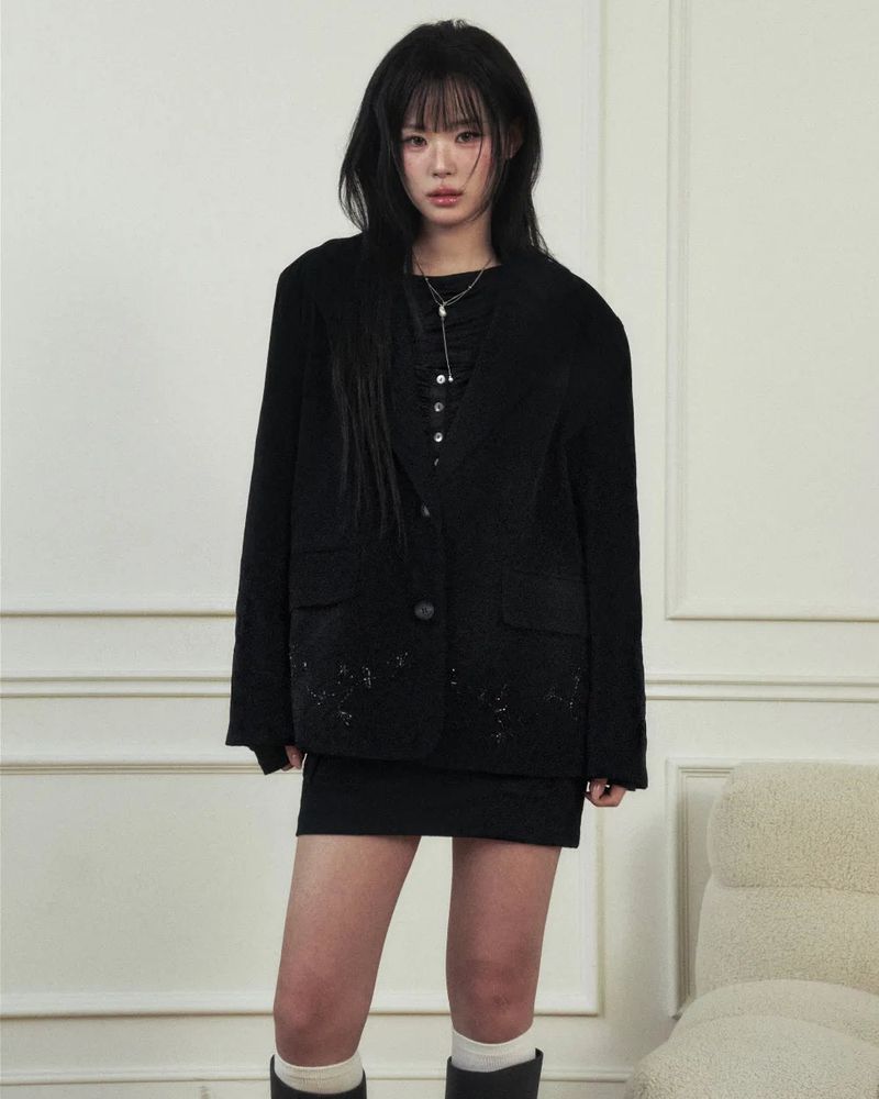 Flower Beaded Classic Jacket