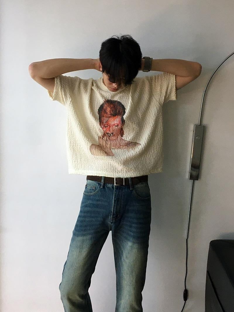 [A-T0111] ポップコーンクロップ半袖Tシャツ (2色)