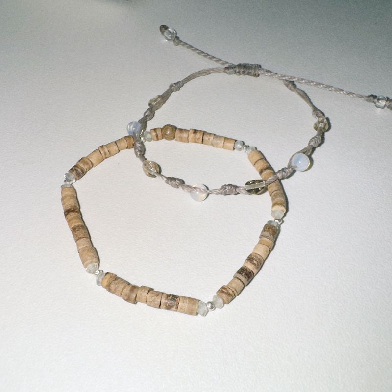 butterfly wood silver ball bracelet