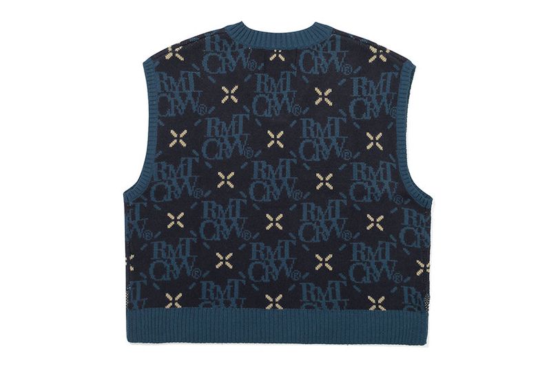 ARGYLE LOGO KNIT VEST_NAVY