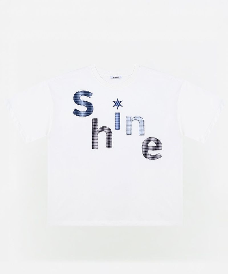 OVERSIZED SHINE APPLIQUE T-SHIRTS [WHITE]