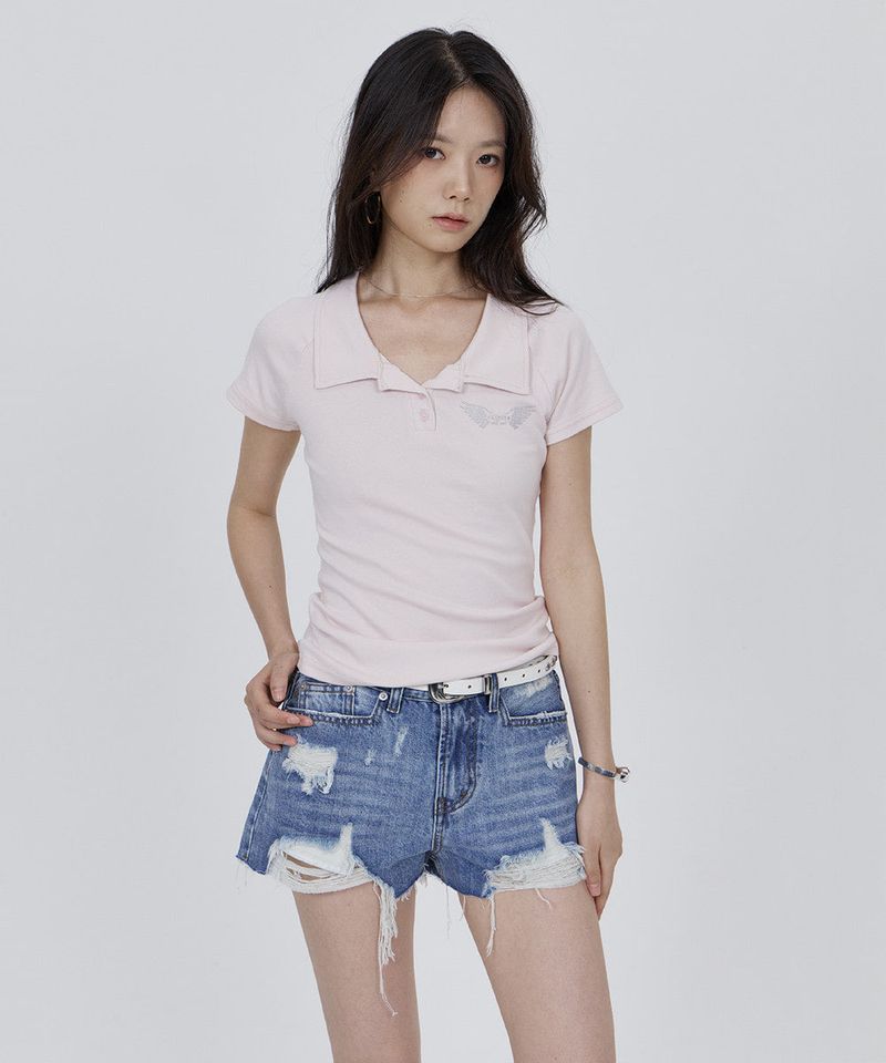 CONY LOGO COLLAR POLO TEE / LIGHT PINK