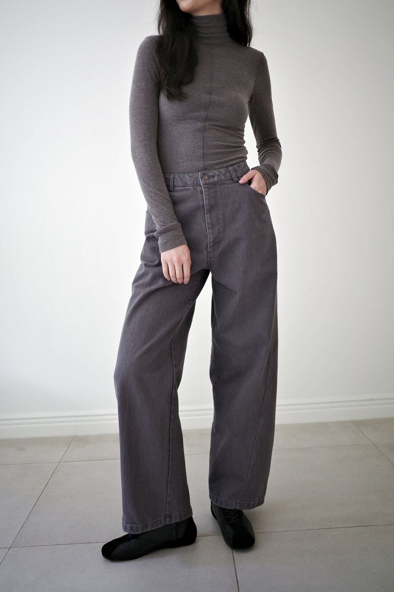 Washed straight leg pants, Ash purple