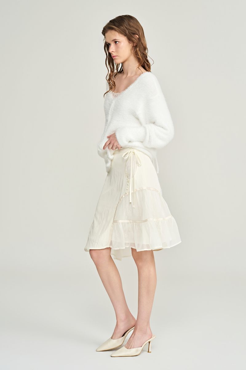 Rose terrace ruffle skirt, Ivory