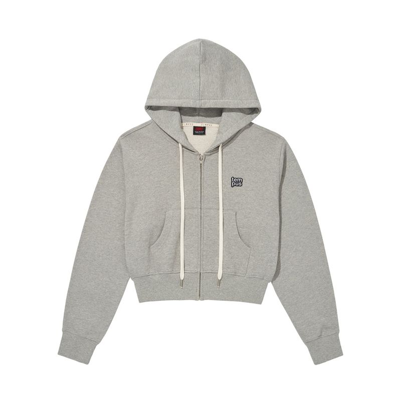 TEMPUSSTUDIO（テンプススタジオ）の「TEMPUS PATCH CROP HOOD ZIP-UP [GREY MELANGE]（Tops）」
