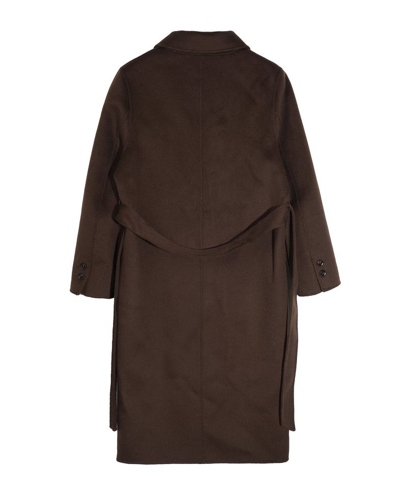 Hidden button overfit wool handmade coat_brown