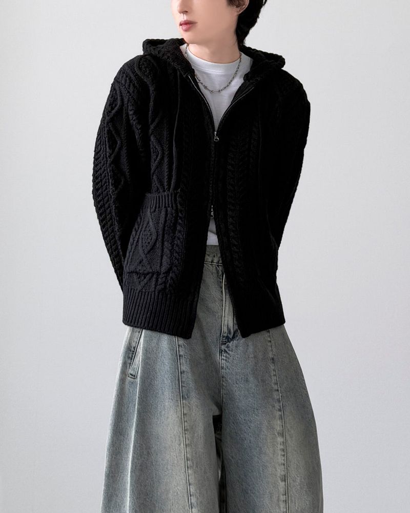 Dine Cable Knit Zip-Up
