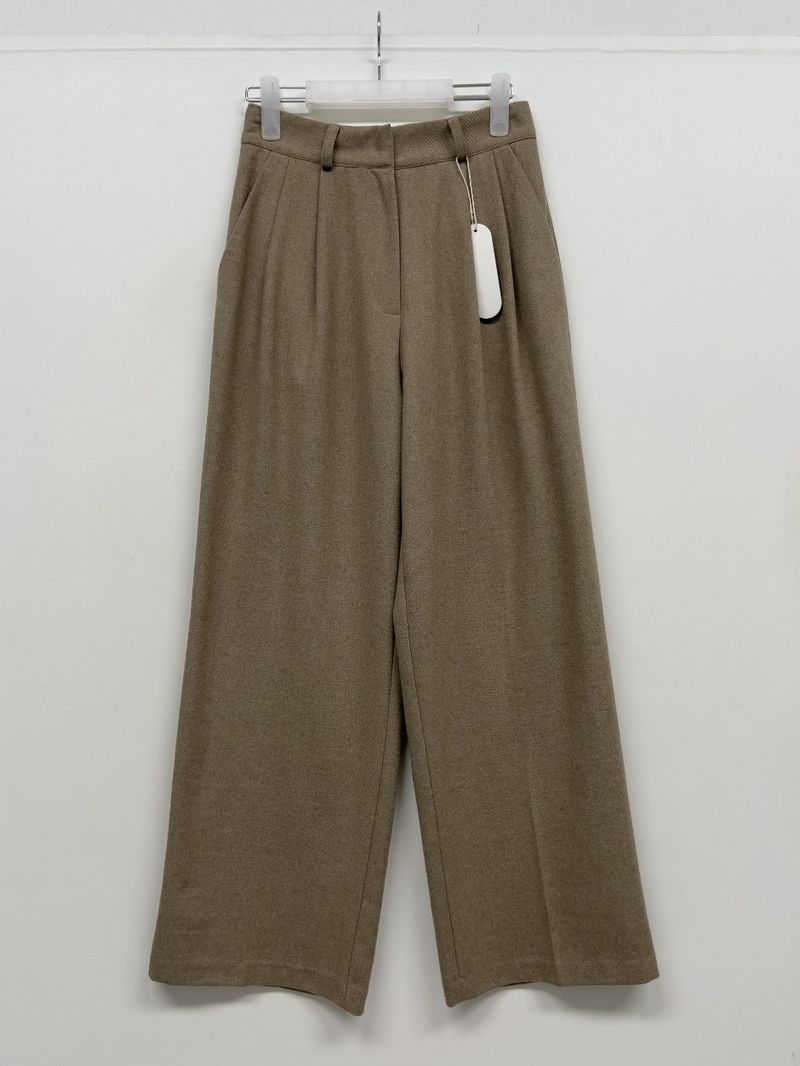 [wool30%/FW] Twill Wool High-Waist Slacks