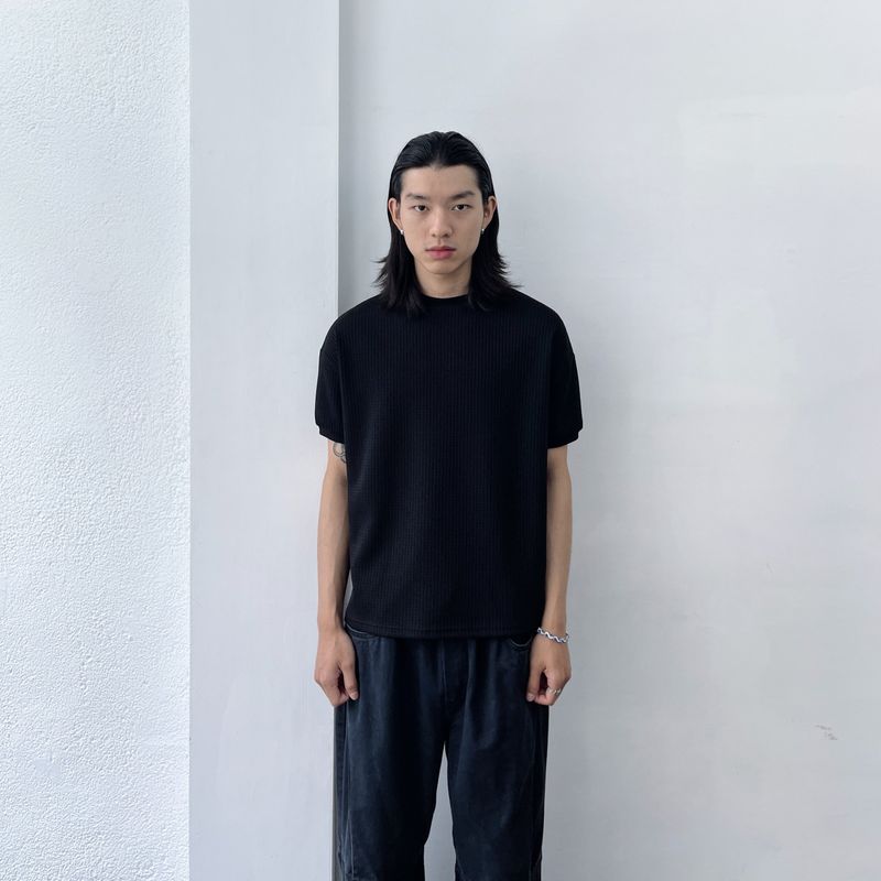 FADE MEET（フェードミート）の「Mock Neck Waffle Knit Tee（Tops）」