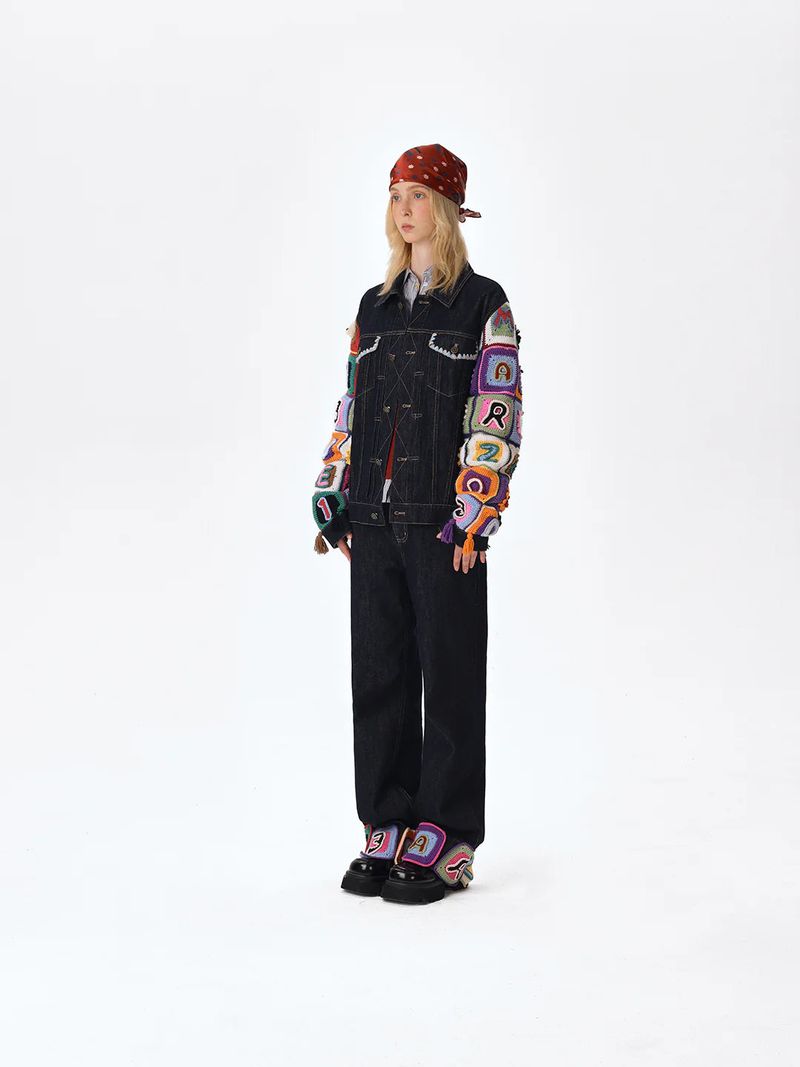13DE MARZO Square Pattern Denim Jacket