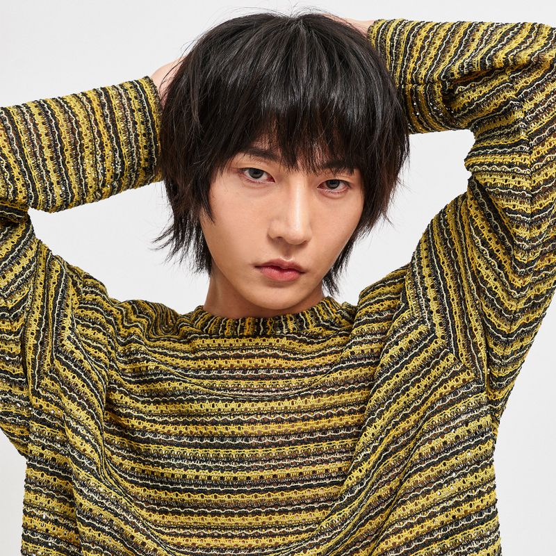 SEE-THROUGH CRAFT KNIT PULLOVER YELLOW