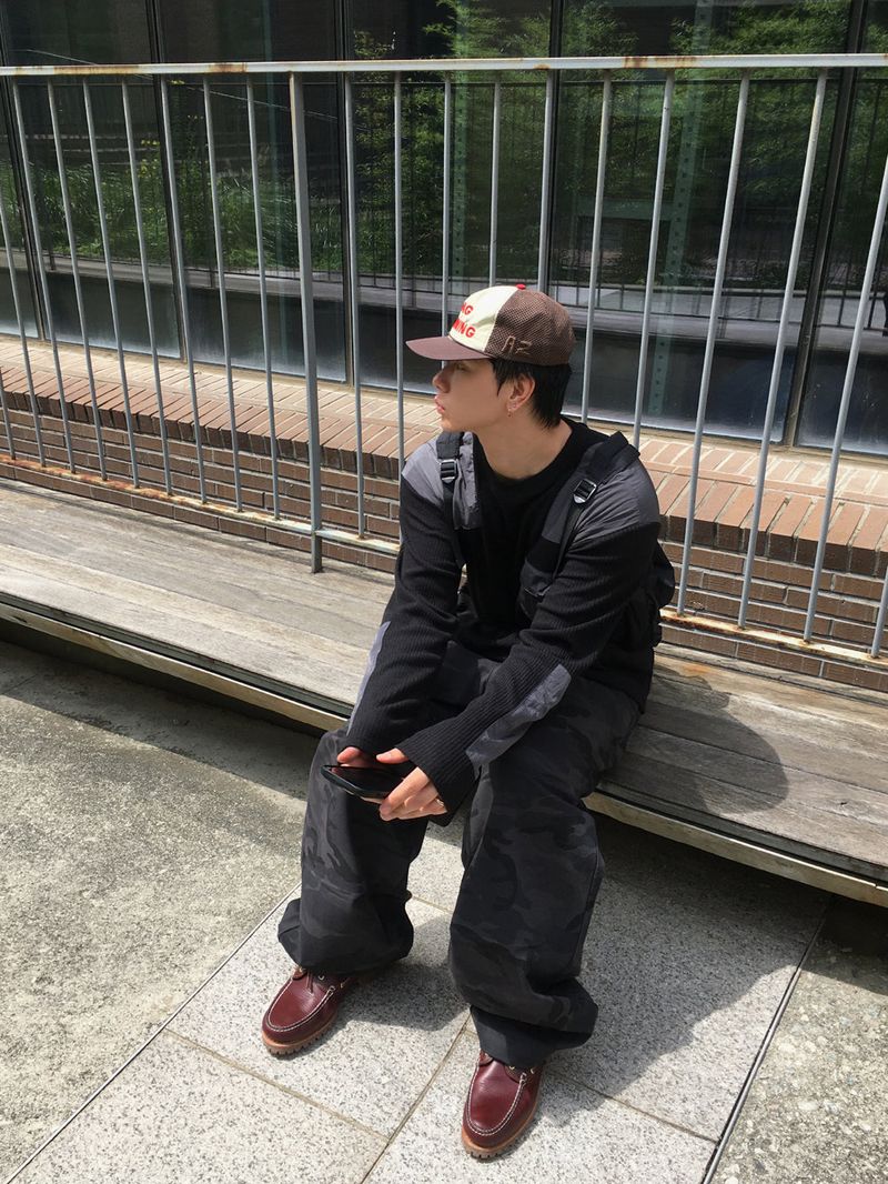 No.1377 camo washed snap wide PT