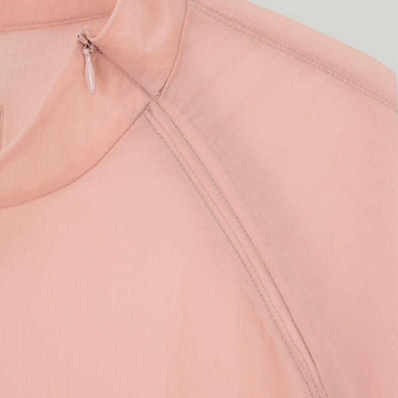 Pink Nylon Ruffle Blouse