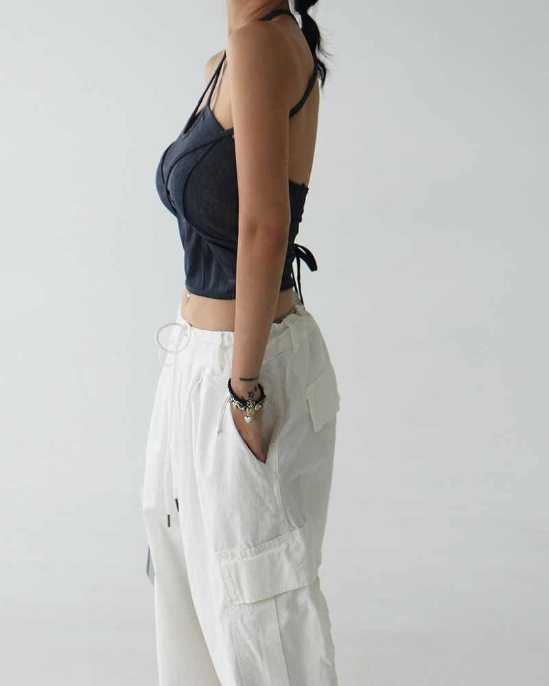 Halterneck Strap Denim Tube Top