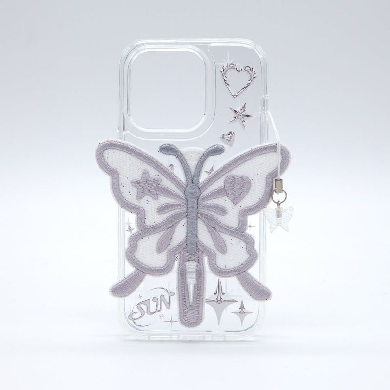 seconduniquename(セカンドユニークネーム)の「SUN CASE CLEAR PATCH BUTTERFLY SILVER(Smartphone Accessories)」