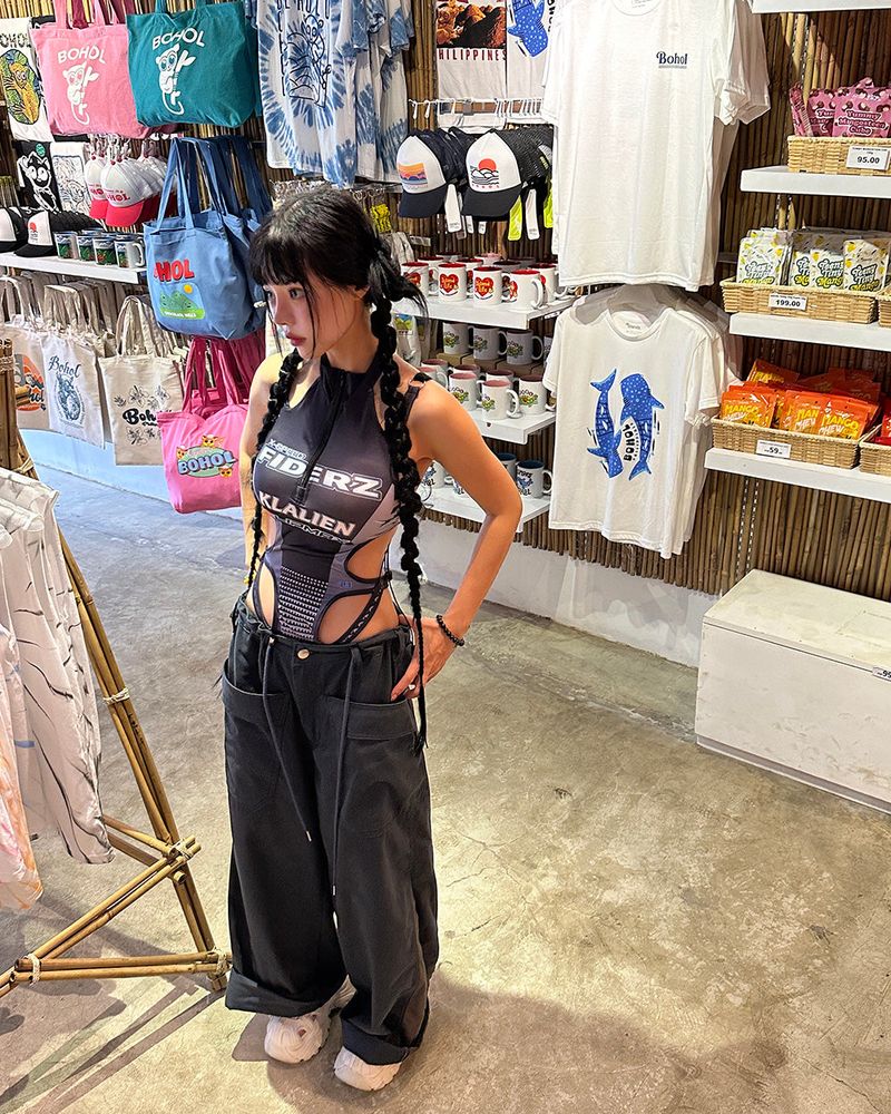 coloring string big cargo wide pants