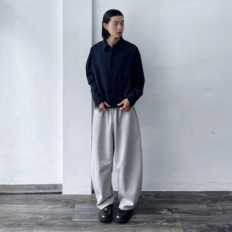 ダーク グリッド リラックス シャツ