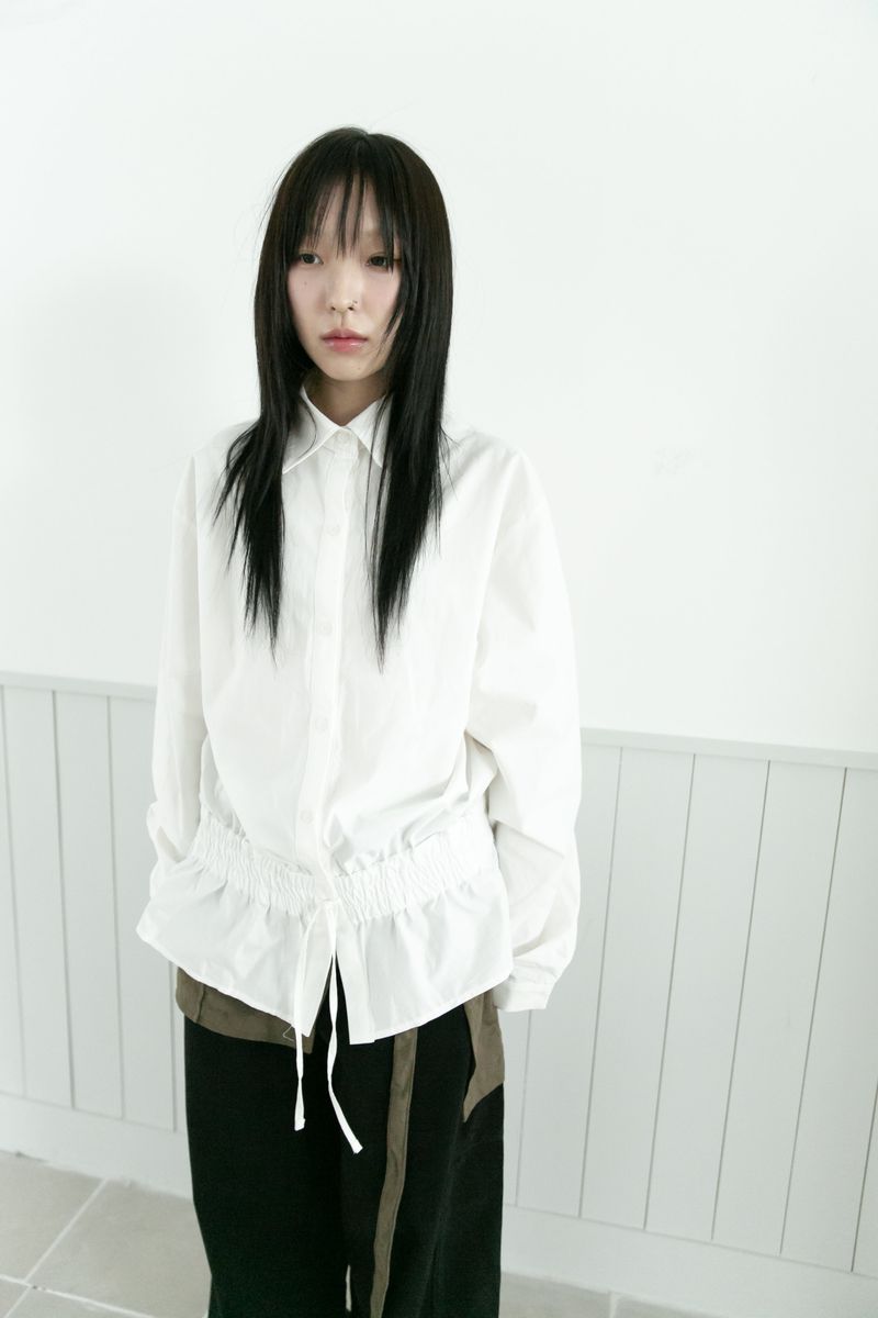 dry banding pleats shirts(2colors)
