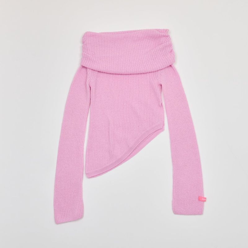 CUT-OUT OFF SHOULDER KNIT PINK