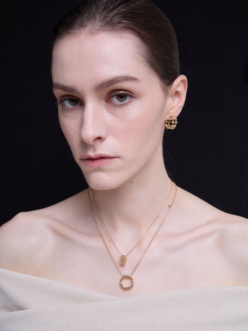 Multi Hash Tag Large Hoop Earrings (Gold)