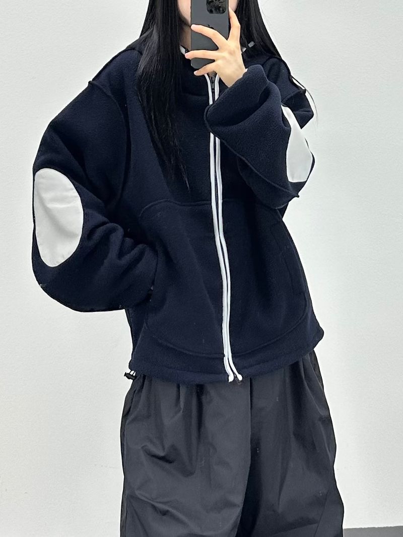 reverse elbow fleece zip-up