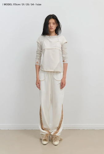 Side Fur Trim Sweatpants / Ivory