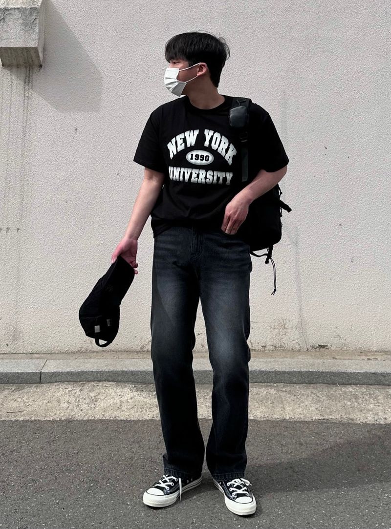 NEVER MUTE SEMI BLACK DENIM PANTS(S~XL)