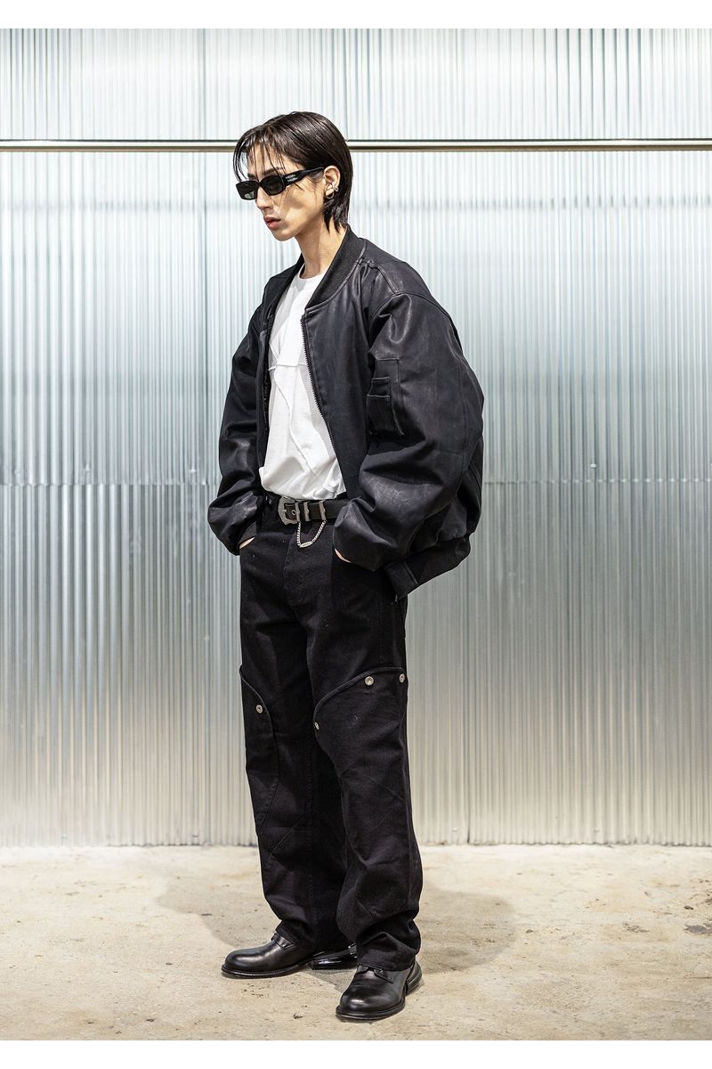 CRACK COATED DENIM MA-1 JUMPER