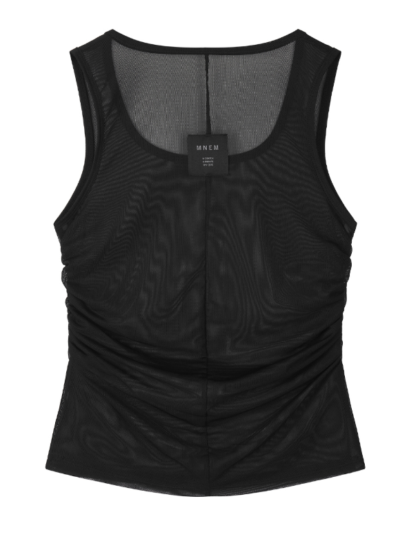 mnem（ムネム）の「[mnem] Mesh Layered Tank (black)（Tops）」