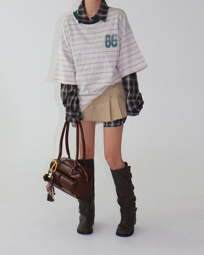 Low-rise pleats skirt pants