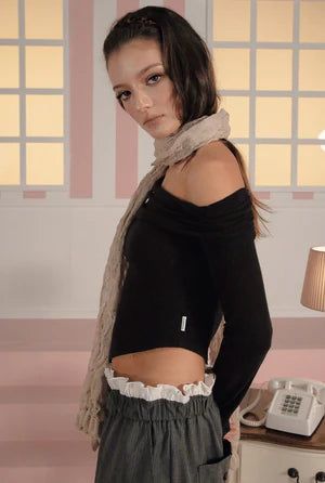 Serene drape top - black