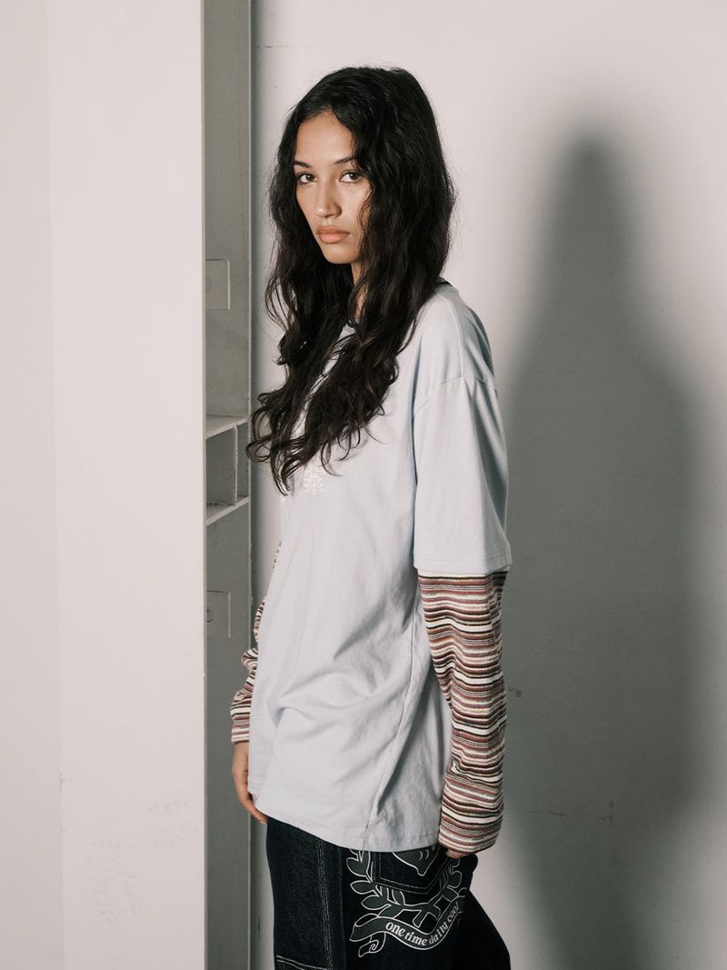 KNITTED LAYERED L/S (LIGHT BLUE)