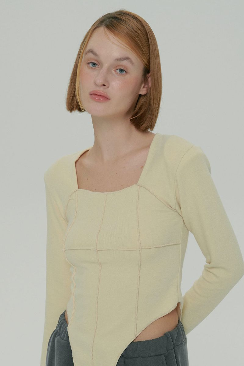 SOFT SQUARE NECK TOP / YELLOW