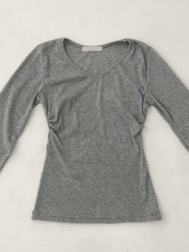 Slim Shirring V-Neck T