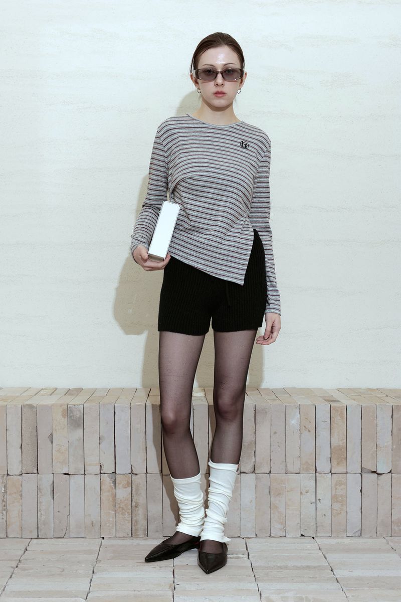 RETRO ASYMMETRIC TOP_MELANGE GRAY