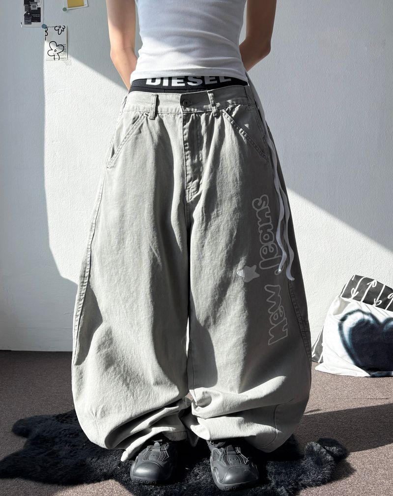 Genzi Back Ribbon Balloon Fit Pants 3color