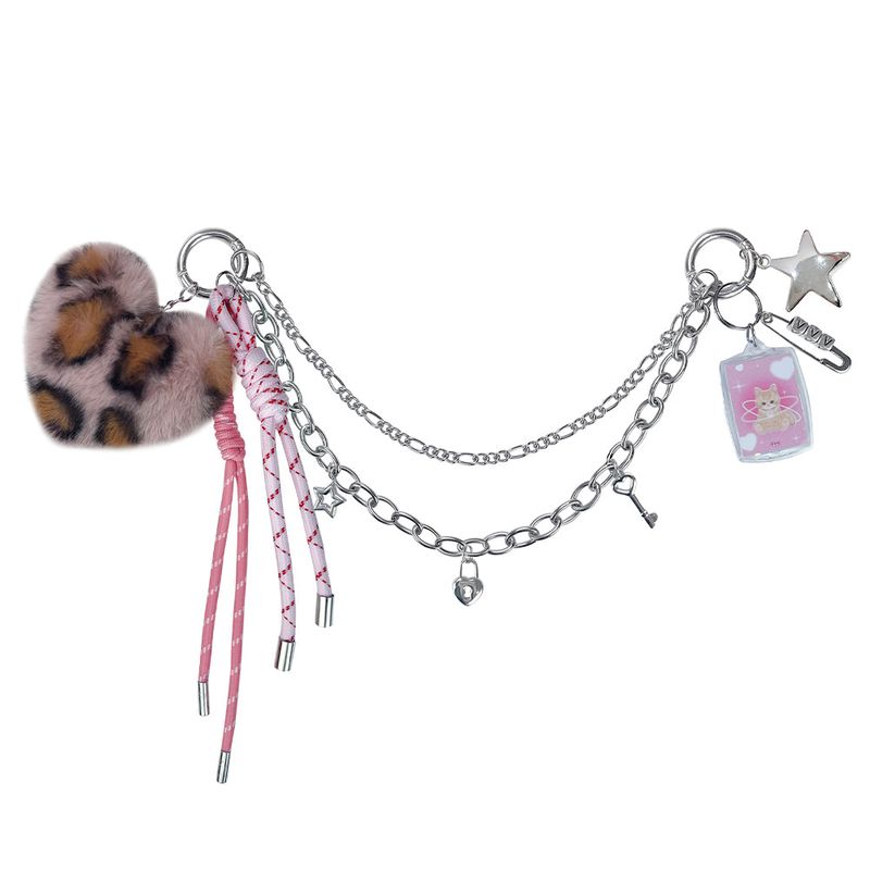 VVV（ブイブイブイ）の「Heart Leopard Rope Chain Keyring _ Pink （Toys/Key Holders）」