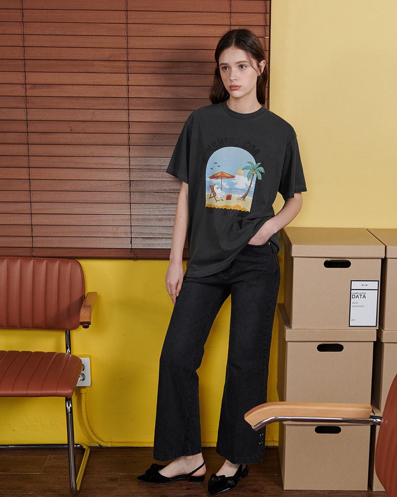 【MADE】SUNSHINE GHOST PRINT T-SHIRT [BLACK]