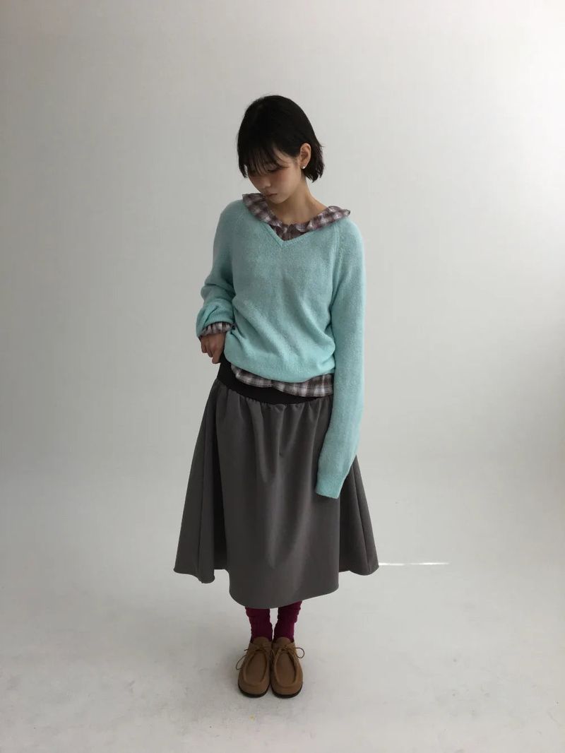flap back pocket midi skirt (3color)