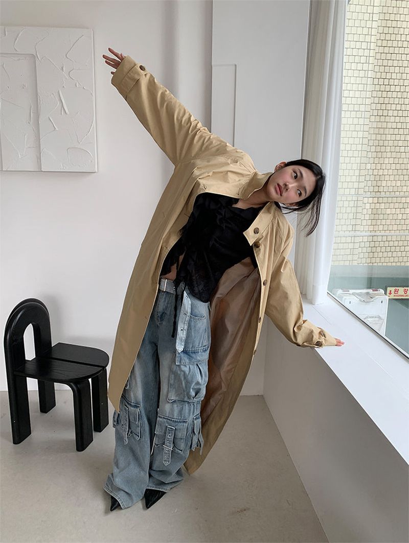 HIGH NECK MAXI TRENCH COAT (3C)