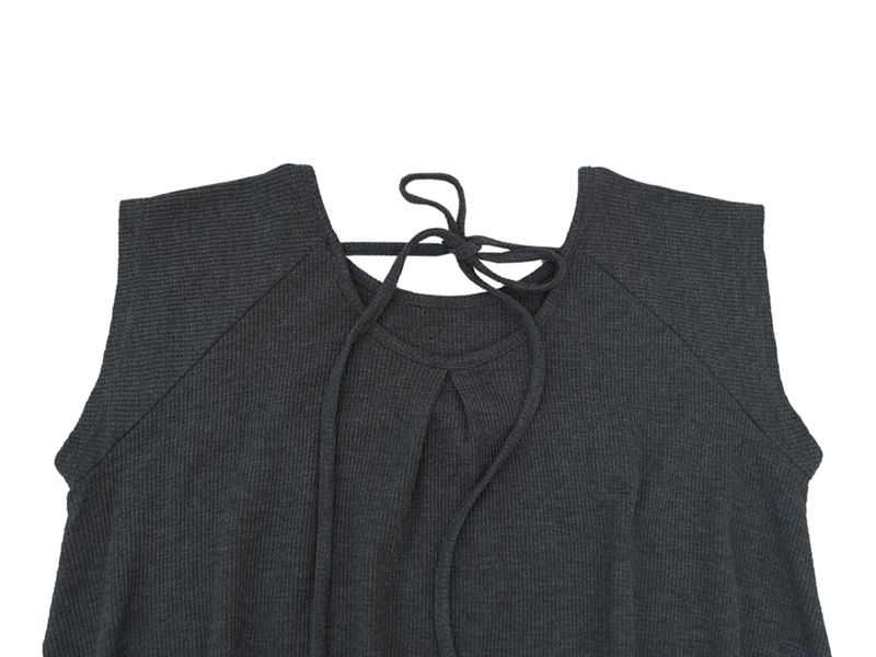 Pintuck waffle flare dress  / gray
